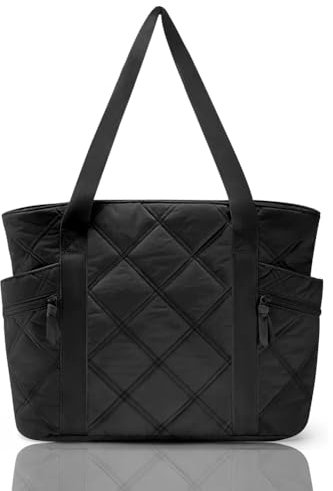 Aucuu Puffer Tote Bag, Puffer Tasche, Shopper Tasche Damen, Handtasche Damen Groß, Gesteppte Tasche Stepptasche mit Reißverschluss, Umhängetasche Damen, Schultertaschen für Schule Arbeit Reisen