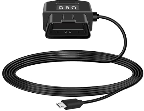 GELRHONR OBD Stromkabel für Dashcam, OBD2 auf USB MICRO mit Schaltertaste, 24 Stunden Überwachung/ACC-Modus, 12-24 V bis 5 V 23 A, für Dashcam, GPS oder Radar-3.5M/11.5Ft