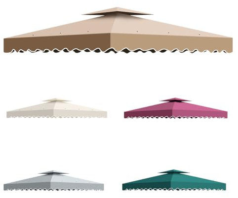 Toldo Pergola Recambio 3x3m, Pergolas de Jardin Cubierta de Repuesto de Gazebo Pabellón Exteriores, Doble Niveles Carpas para Exteriores con Orificios de Drenaje y Ventilación
