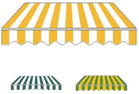 YHDMDQ 2/2.5/3/3.5/4 M Breit Markisenstoff, Markisenbespannung Canvas, Ersatz Markisentuch Mit Volant, Markisen Ersatzstoff Überdachung Für Garten Terrasse Balkon(Yellow,2x1.5m/6.5x5ft)