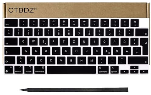 CTBDZ QWERTZ Ersatz Tastenkappen für MacBook Air 15 M2 M3 M4 A2941 A3114 A3241 2022-2025,für MacBook Air M2 M3 M4 Retina 13 A2681 A3113 A3240 Layout Keyboard DE Layout (Mitternacht)