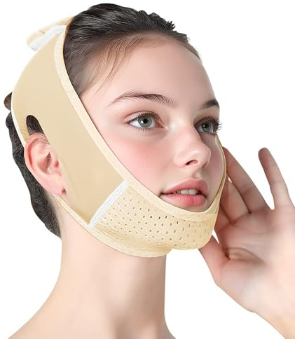 V-Line Lifting Mask, Reusable Double Chin Reducer, Face Slimming & Jawline Sculpting, Anti-Aging Chin Strap for Firm Lifted Skin, Comfortable & Adjustable Design, for Women & Men(Colour of skin)