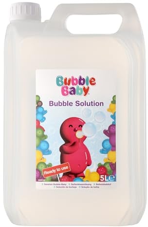 BUBBLEBABY 5L Bubble Solution Refill – Premium Bubble Liquid for Bubble Machines, Big Bubble Wand, Kids Bubbles & Bubble Mixture – Long-Lasting, Safe & Non-Toxic Bubble Fluid