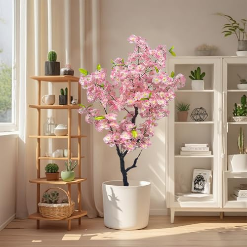 Cachpib KirschblüTenbaum KüNstlich Kunstbaum Mit BlüTen KüNstlicher Baum Kunstpflanze Im Topf BlüTenbaum Kirschbaum Sakura, Blumenbaum für Hochzeit Zuhause BüRo, FrüHlingsdekoration, Rosa