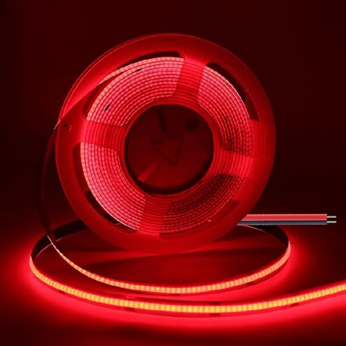 TOPXCDZ DC 5V 12V 24V COB LED Streifen 400LEDs/m Hohe Dichte Flexible COB LED Band Licht Bar 3MM 5MM 8MM PCB Linear Licht (Red, 24V 3mm PCB)
