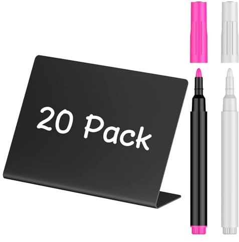 Uniclife 20 Stück Mini-Tafelschilder für Lebensmittel, Kleine Tafelschilder mit Tafelmarkern, Wiederverwendbare Matt-PVC-Lebensmittelschilder Lebensmitteletiketten für Partys Buffet Hochzeit