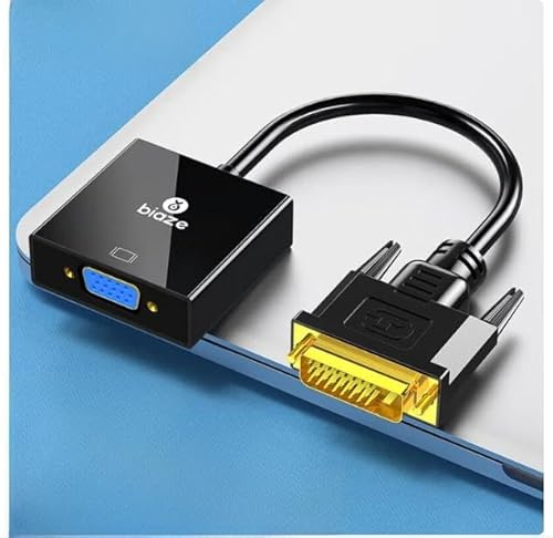 biaze ZH35 - Adaptador DVI a VGA, 1080P 60HZ, convertidor de vídeo (macho a hembra) para ordenador portátil, PC, monitor de TV, proyector, cable de conexión dorado