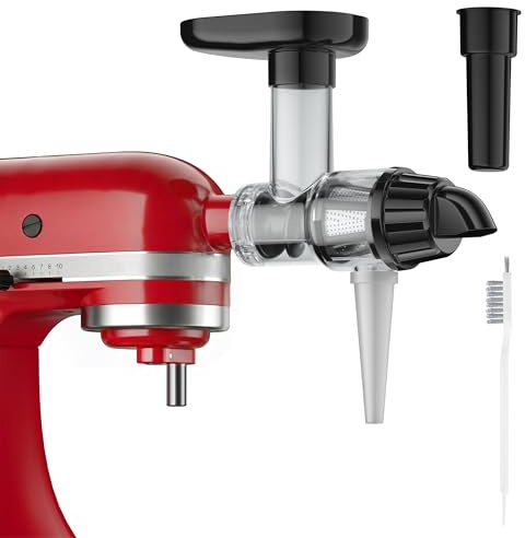 Masticating Juicer Attachment Compatible with KitchenAid Mixers, Slow Cold Press Juicer Attachment with Upgraded 7-Segment Spiral for Higher Juice Yield, Juicing Machine Part for Fruits and Vegetables