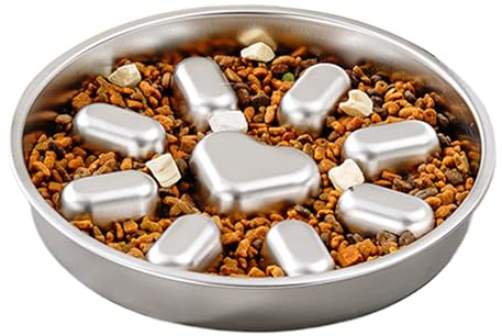 Lento para Perros - Plato Antiahogo Tipo Laberinto | Bol de Acero Inoxidable con Base Antideslizante - para Perros de Tamaño Mediano Que Comen Rápido, Comida, Agua
