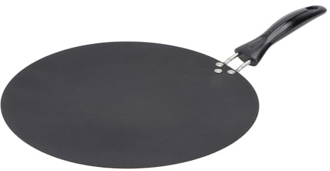 SHINEOFI Poêle à Crêpes en Fonte Forgée Noire, Facile à Nettoyer, Adaptée pour Cuisson la Maison Plaques Induction ou Gaz