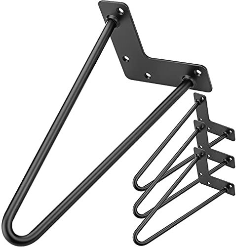 PrimeMatik - Pieds de Table pour Meubles et Bureau en Acier 2 tiges 30 cm Noir 4-Pack