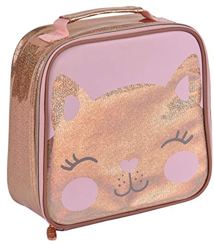 Polar Gear Pretty Kitty Nice Insulated Girls Lunch Bag, PU leather, plastic piping, one Size, Pink & Gold