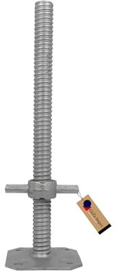 GeZu Impex® Gerüstspindel 500 mm, Ø 38 mm, Gewindefußplatte für Baugerüste galvanisch verzinkt, Gerüstfuß Gerüstfüße Spindel Fußplatte