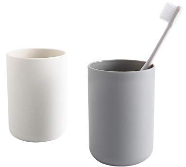 Brandless Plastic Tumblers Plastic Water Tumbler Reusable Drinkware Glasses Unbreakable Dishwasher Safe Drink Cup Set of 2 Assorted Colors(Grey&White)