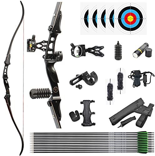 SHARROW 60 Zoll Bogenschießen Takedown Recurve Bogen ILF Wurfarme und Bogen Riser Jagdbogen Erwachsene Sportbogen 20-50lbs für Outdoor-Jagd Schießen Ziel Übung (45lbs, Typ 2)