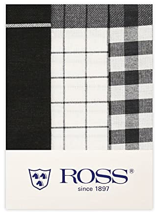 Ross 3er Pack Baumwoll-Geschirrtuch 1605 schwarz, 50x70 cm
