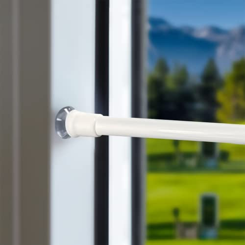 新2 Stücks Klemmstange für Gardinen Ausziehbare Gardinenstange Montage ohne Bohren Spannstange, Nutzbar als Vorhangstange/DIY-Regal - Weiß, 80-120cm