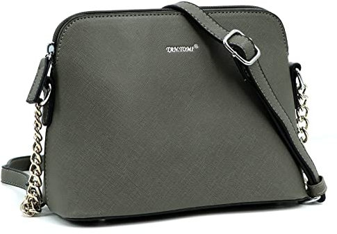 TANTOMI Umhängetasche Damen-Handtasche Damen Klein-Feste Crossbody Bag-Kette Schulterriemen Abendtasche Mode Elegant-Grau
