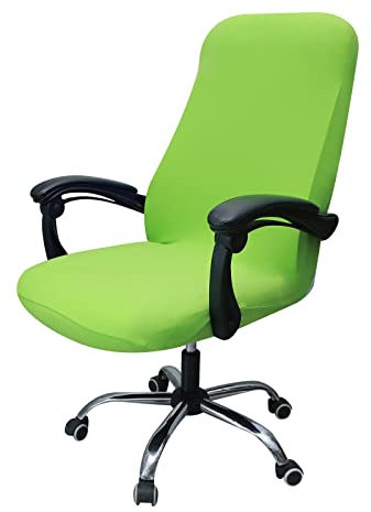 Highdi Coprisedia Ufficio Elasticizzato, Tinta Unita Coprisedie Gaming Universale Coprisedia Girevole Coprisedie Computer Fodere Coprisedie, Coprisedile per Sedia da Ufficio (Verde,M)
