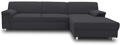 DOMO. collection Ecksofa Junin, Sofa in L-Form mit Schlaffunktion, moderne Couch, Polsterecke, Eckcouch, 251 x 150 cm, schlamm (grau)