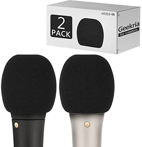 Geekria for Creators Schaumstoff-Windschutzscheibe kompatibel mit RODE M1, M1-S, M2, RODELINK TX-M2, RT-66P, S1 Mikrofon-Antipop-Schaumstoffabdeckung, Schwammschaumfilter (Schwarz/2 Stück)
