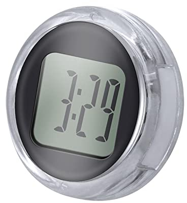 perfk Mini-Motorrad-Digitaluhr, 1,1 Zoll Durchmesser, Motorrad-Lenkeruhr, wasserdichte Uhr mit rundem Zifferblatt, Motorraduhr für Fahrzeuge, Schwarz