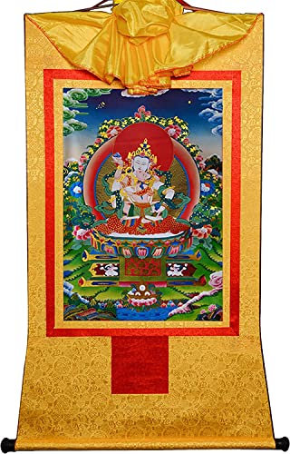 Buddha-Wandteppich mit Schriftrolle, Leinwand-Wandkunst Buddha, Vajrasatva in Yab Yum, tibetische Buddha-Statue, Malerei, Buddha-Wandteppich mit Schriftrolle (Color : Red, Size : XL(120cm*82cm)) ( Col