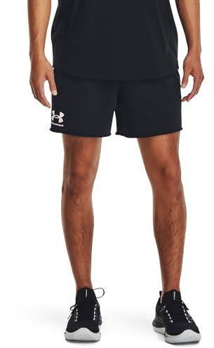 Under Armour Hombre Rival Terry 6 Short Pantalones Cortos Ligeros para Entrenamiento, Gimnasio y Running, Pantalones Cortos Deportivos versátiles y Transpirables con bolsillosBlack / / Onyx White,XL