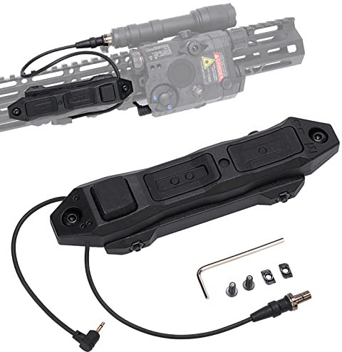 Fineonly Dual Remote Flashlight Pressure Switch Tactical Tape Switch with Tactical Light Plug and 2.5mm Plug Double Switch Control Light for Flashlight M300 M600 PEQ15 Airsoft and DBAL Series