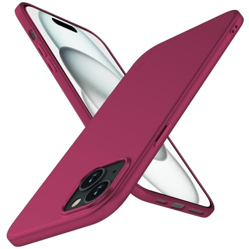 X-level Cover per iPhone 15 Plus, Morbida, Antiscivolo, Vino Rosso | Custodia Sottile in Silicone, Aderente, Finitura Satinata Anti-Impronte, Bordo Rialzato per Fotocamera e Accesso ai Comandi
