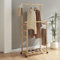 [en.casa] Kleiderständer Ilmajok Garderobenständer rollbar Bambus mit 2 Kleiderstangen Schuhablage Jackenständer mit 4 Rollen 70 x 36 x 147 cm Hutablage