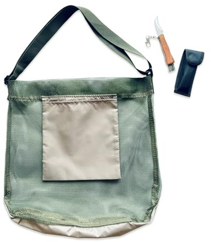ONCHSH Foraging Bag, Foraging kit with Knife and Bag, Mushroom Bag, Morel Mushroom Bag, Mushroom Knife, Mushroom Knife with Brush and Sheath, Great for Mushroom Decor Lovers-Green