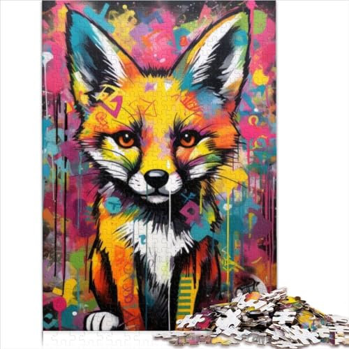 Puzzles für Erwachsene, Banksy Graffiti Slum Fox, 1000-teiliges Holzpuzzle, perfekt für Kinder ab 12 Jahren, entwickelt Sprach- und Lesefähigkeiten, pädagogische Größe (50x75 cm)