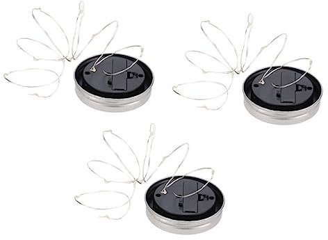 Angoily 3pcs Bottle Cap String Lights Glass Jar Lights Bottle Caps for Crafts Mason Jar Table Centerpiece Solar Lamp Solar Lights for Outside Mason Jar Solar Lights Copper Wire Cork Crack