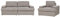 Sofa Set 2-teilig Stoffbezug braun taupe 3-Sitzer Sofa und Sessel Retro Alla