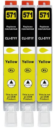 3 XL Druckerpatronen kompatibel zu CLI-571 Y Gelb für Canon PIXMA MG5750 MG5751 MG5752 MG5753 MG6850 MG6853 MG7750 MG7753 TS5050 TS5053 TS5055 TS6050 TS6052 TS8050 TS8053 TS9050 TS9055