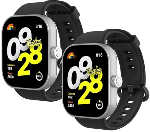 WD&CD Cinturino Compatibile per Xiaomi Redmi Watch 4 / Xiaomi Smart Band 8 Pro [2 Pezzi], Braccialetto di Ricambio Silicone Sportivo Cinturino Compatibile per Redmi Watch 4(Nero+Nero)