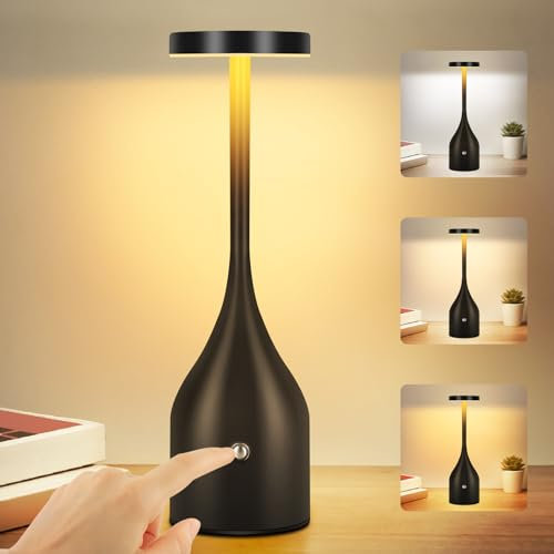 Toowell LED Tischleuchte Kabellos Akku Tischlampe Kabellos Outdoor Camping Tischlampe Aufladbar Flaschenlicht Kabellose Flaschenlampe für Camping Restaurant Schlafzimmer Party Kaffeehaus