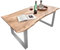 Liadomo Sammy Esstisch, Esszimmertisch, natürliche Baumkante, Tischplatte aus Akazienholz 26 mm dick, Metallgestell, Massivholz, 220 x 100, Akazie massiv Natur lackiert + U-Gestell Metall Silber
