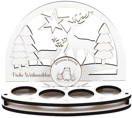 Dekolando Deko Schwibbogen Teelichthalter Frosch Personalisiert Weihnachten Weihnachtsdekoration Adventskranz Lichterbogen Kerzenbogen Schmuckbogen Adventslicht