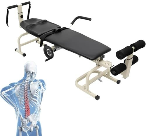 PRMTYUP LendenwirbelsäUlen-Stretching-Tisch, RüCken-Stretching-WirbelsäUlen-Inversionstisch, Traktionsbett-Therapie-Massagetisch, GeräTe Zur WirbelsäUlen-Dekompression,Schwarz