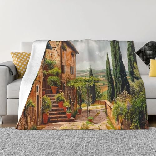 Italienische toskanische Flanell-Fleecedecke, Couch, Bettdecken, volle Größe, weiche, gemütliche Decken, Queen-Size-Größe, für alle Jahreszeiten, 101,6 x 76,2 cm