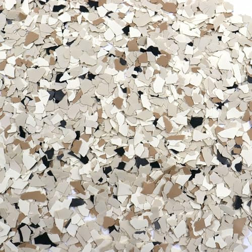 ONTWIE Chip colorati decorativi, 900 g, in resina epossidica, per pavimenti, kit per rivestimenti per pavimenti, per garage, pareti, interni ed esterni, colore giallo terroso, nero, grigio, grigio
