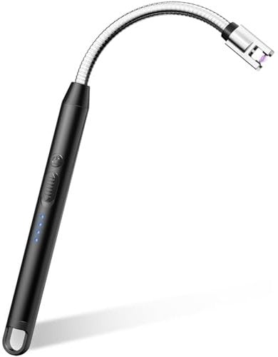 VEHHE Feuerzeug, Umweltfreundliches Elektrische Stabfeuerzeug mit USB-C-Ladung & 360° Flexiblem Hals, Ohne CO₂-Emissionen, Windfest & Explosionssicher für Küche, Gasherd, Grill und Kerzen (Schwarz)