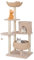 COSTWAY Arbre a Chat Bois 146 cm, Arbre a Chat Design, 3 Griffoirs Chat en Sisal, 5 Plateformes, Condo, Quenouille Tressée, Arbre à Chat XXL, Coussins Amovible, Pompon, Tour pour Chat à 5 Étages