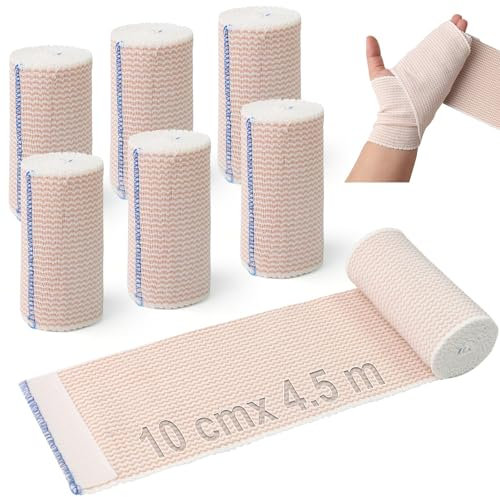 TXXATX Premium Elastische Bandage 6 Rollen Kompressionsbinde 10 cm x4,5 m Mullbinden Selbstklebend Elastischer Verband Wiederverwendbar Druckverband Elastische Fixierbinde für Armen Beinen Knöcheln