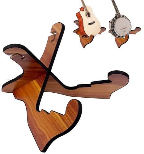 Lohofrnny Gitarrenständer Holz, Gitarrenständer, Tragbare Faltbarer X-förmiges Gestell, Anti-Rutsch Musikinstrument Ständer für Akustik Klassische Gitarren Bass Banjo (3 Kartensteckplätze)