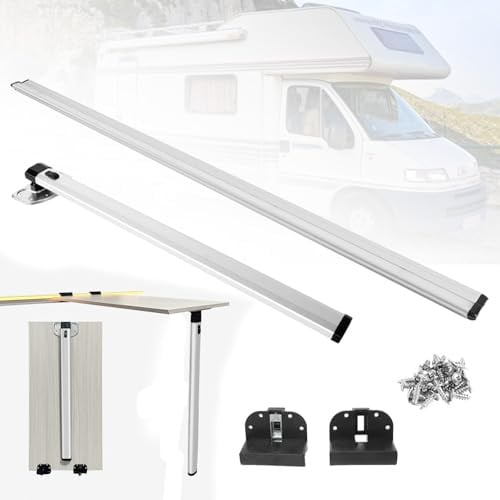 BONJUME Gamba del Tavolo Rimovibile E Binario di Scorrimento per Yacht per Camper, Gambe Pieghevoli da 73 cm/28 Pollici, Binari di Guida da 100 cm/38 Pollici, Supporto Base Tavolo per Camper