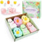 Yamepuia Badebomben Geschenkset,6 Stück 6 Düfte Badekugeln mit Hase Huhn Muster,Perfektes Ostern Badebomben Geschenke für Frauen,Freundin, Kinder,Mama