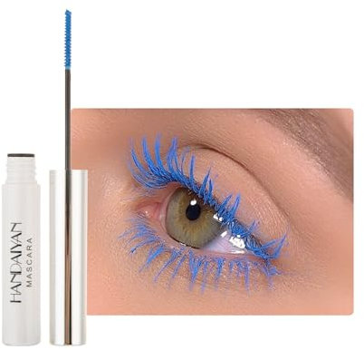 Ultra Fine Waterproof Mascara Wimperntusche Lange Wimpern,Wasserfest Feiner Pinsel Blau Wimpern,Long-lasting Blue Mascara Cream Wimperntusche mit Silk Fiber,Nicht klumpender (04 Blau, Fine)